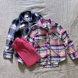 Toddler Girls’ 4T Flannel Button-up and Leggings